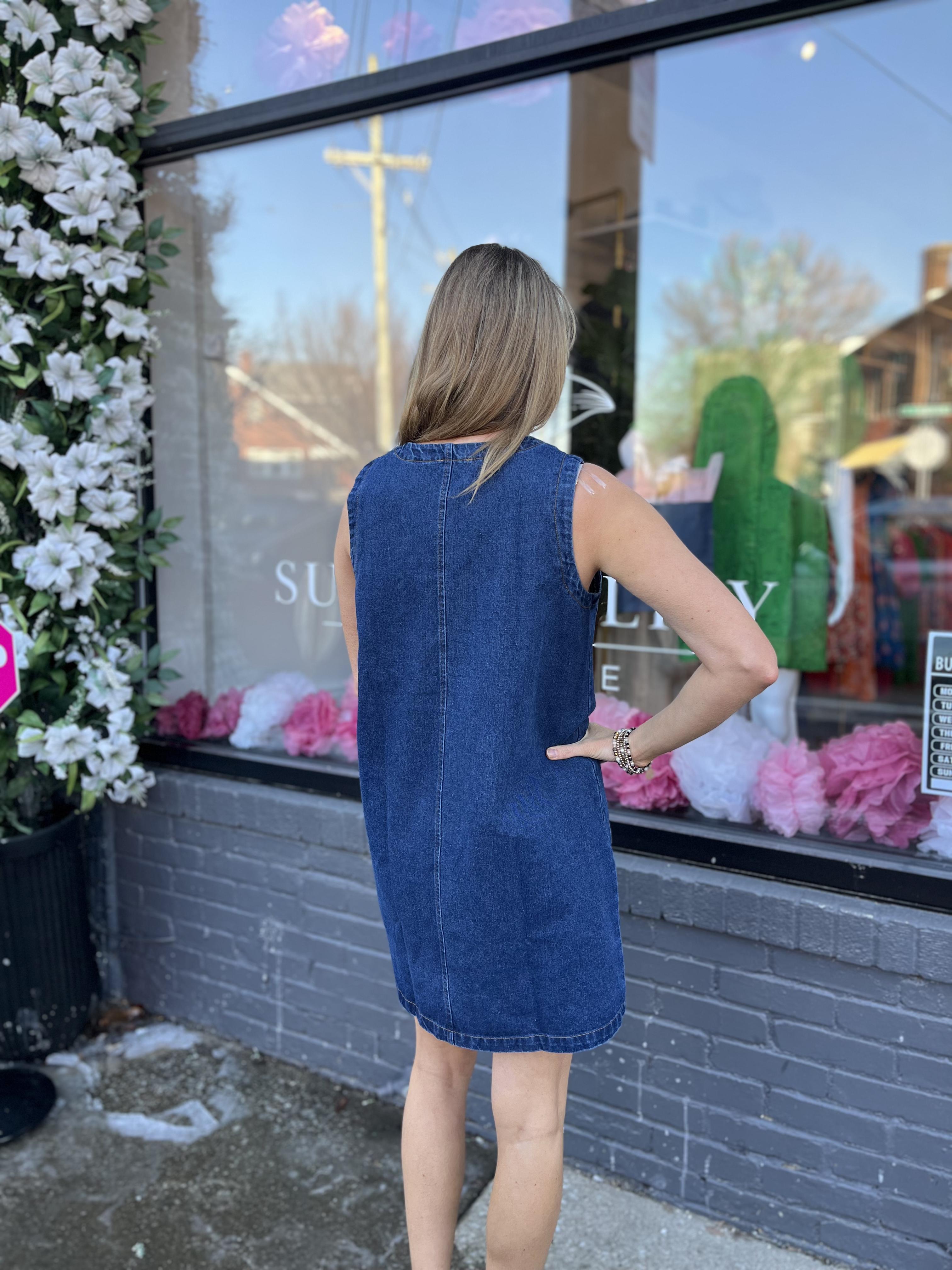 Rebecca Sleeveless Mini Denim Dress