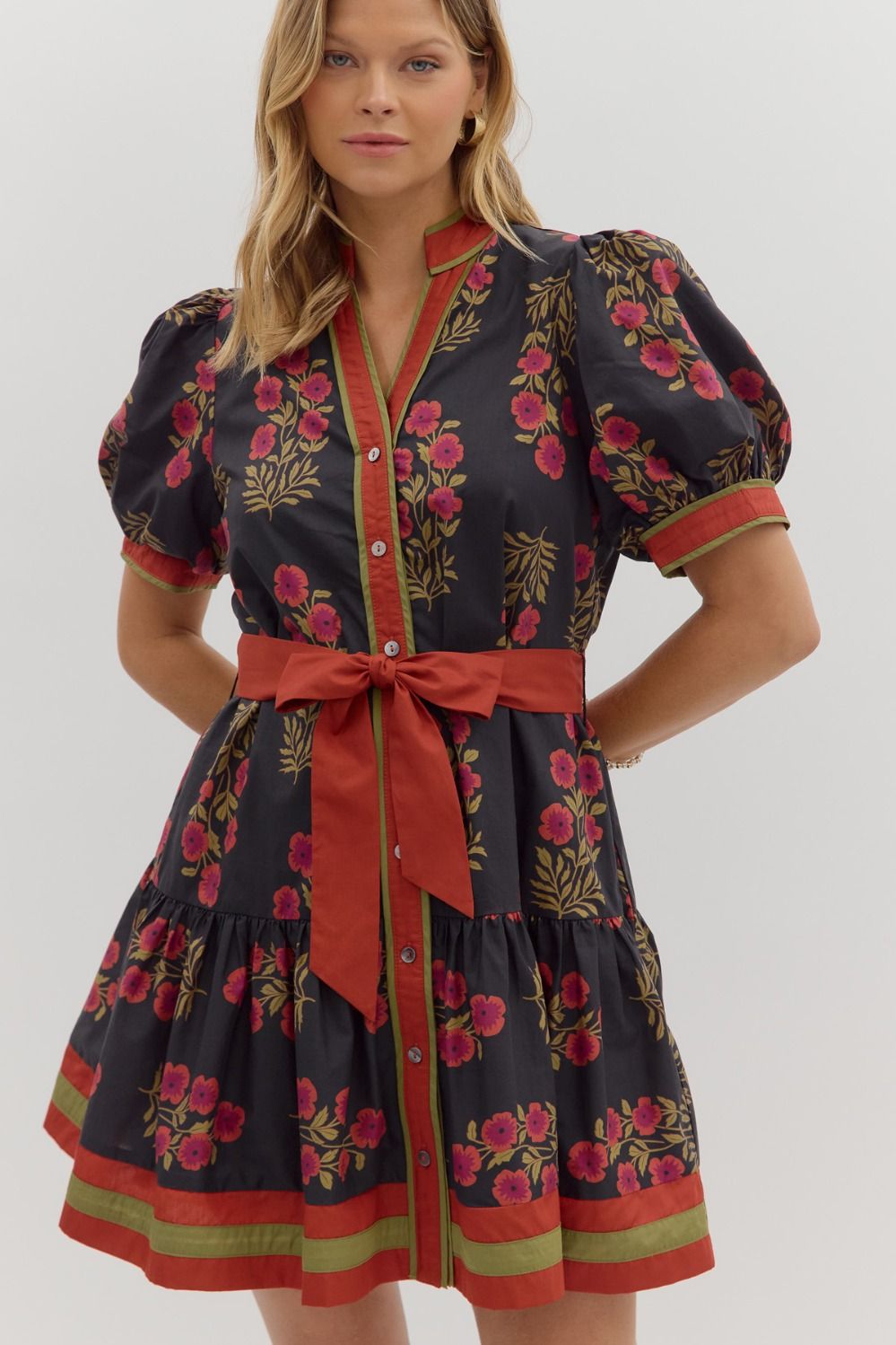 Black Floral Fall Mini Dress