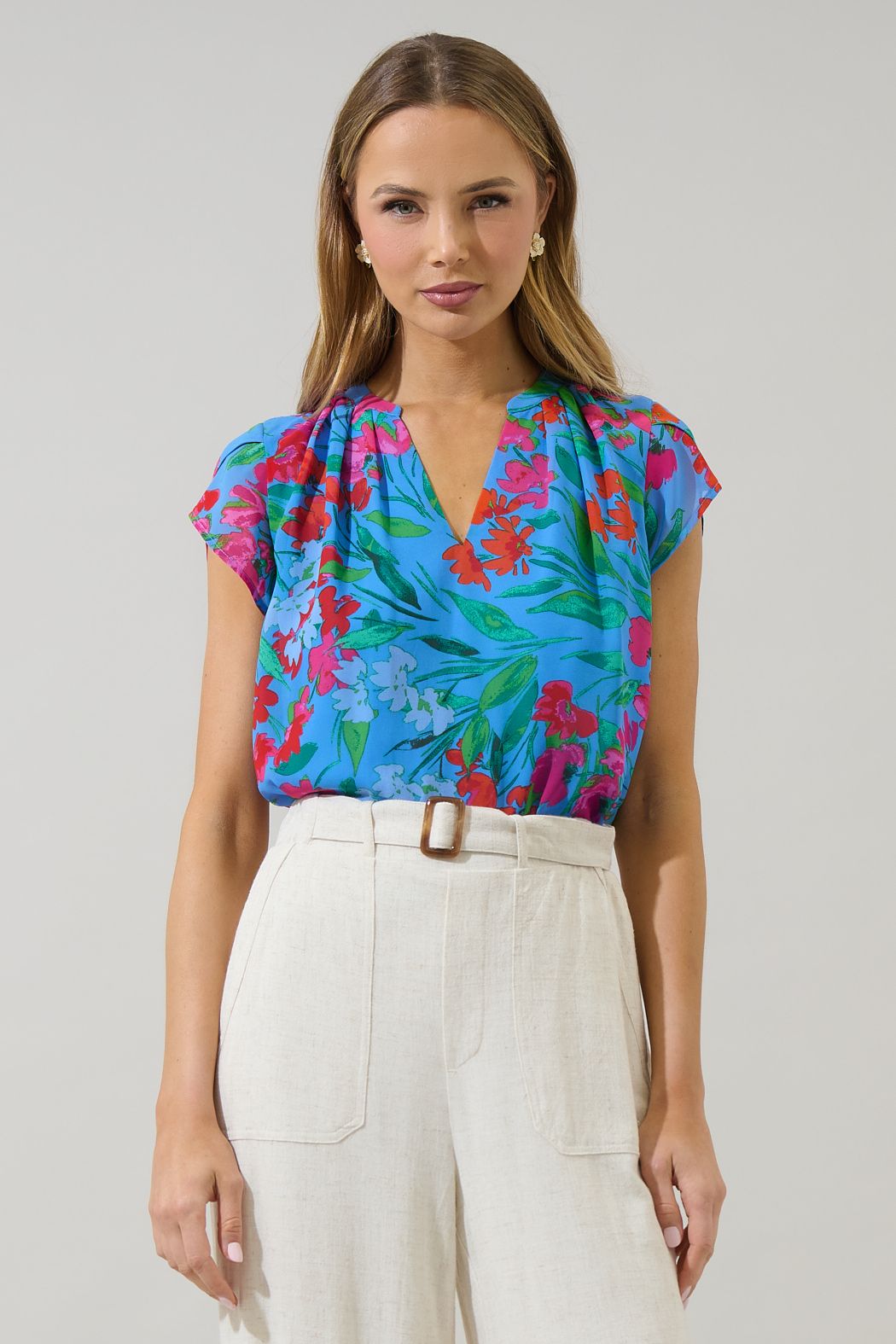 Finny Floral Pleated Blouse