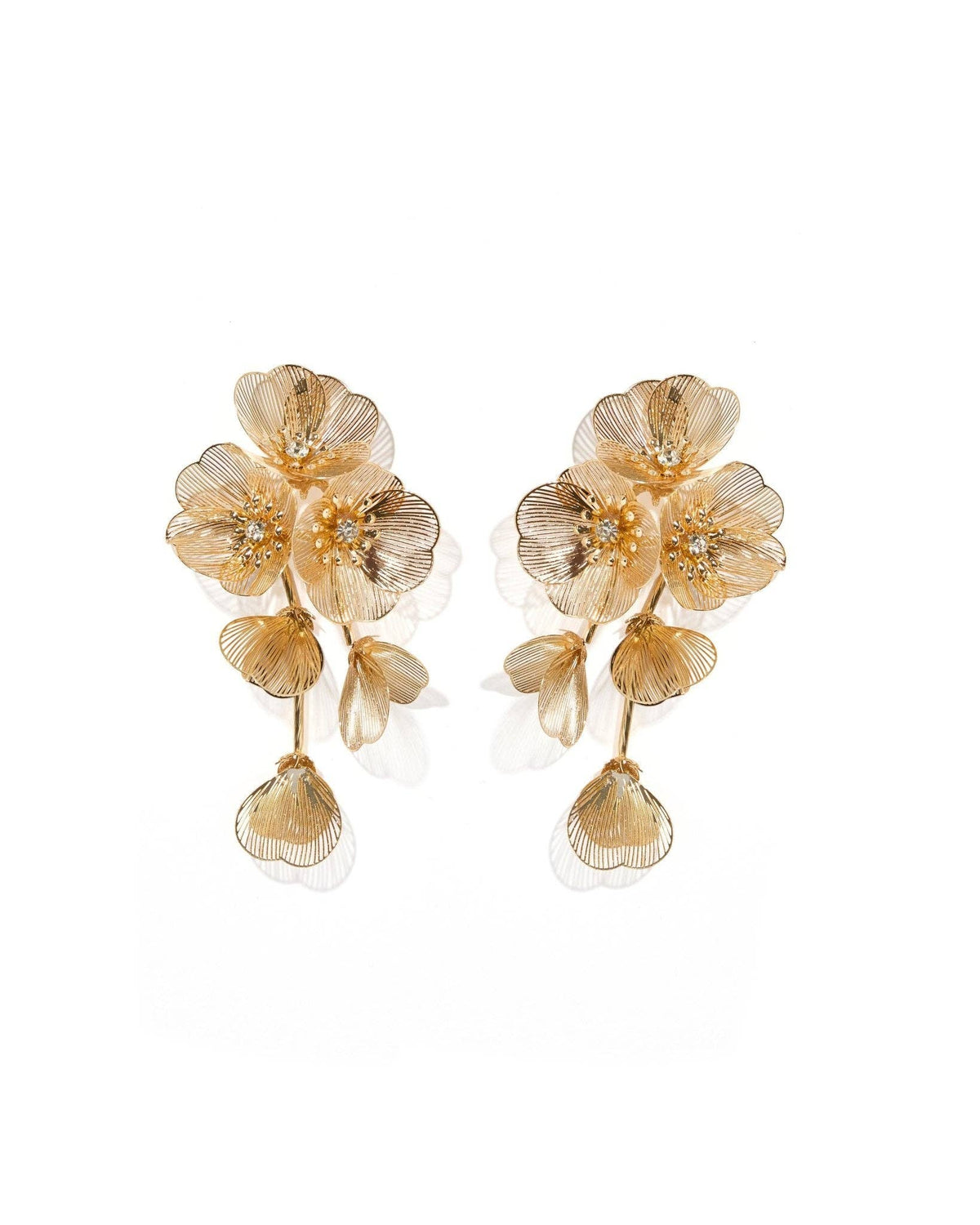 Floral Gold Statement Earring Lightweight