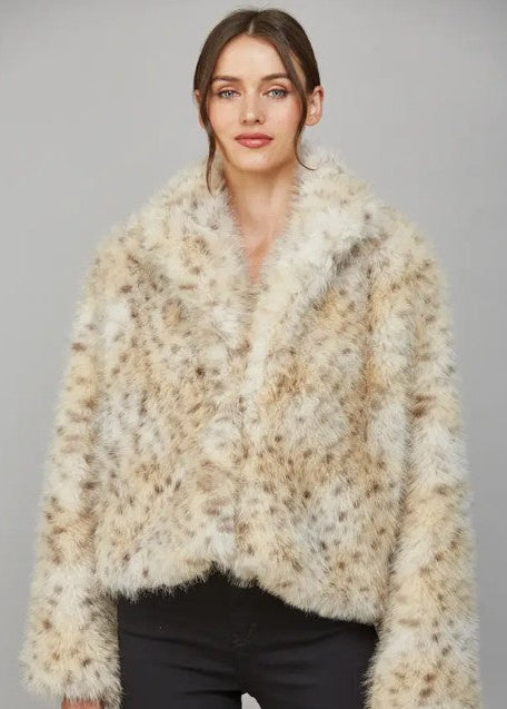 Animal Pattern Faux Fur Coat