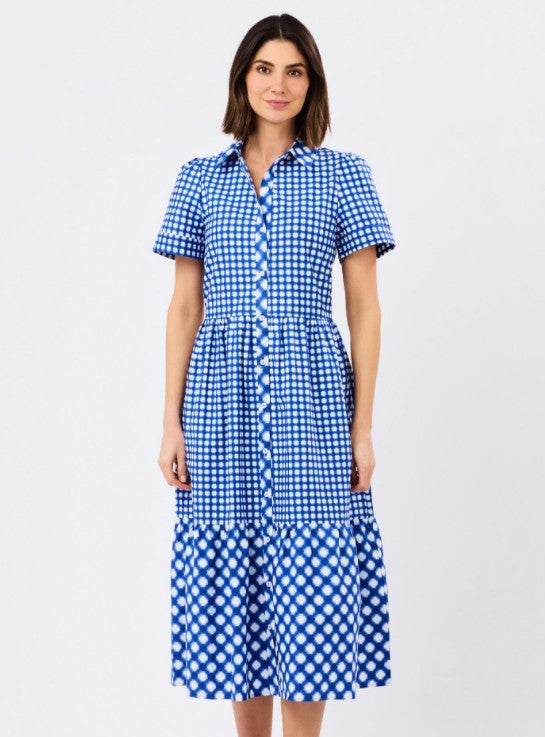 Jema Midi Dress in Blue Gingham - Surprise Lily