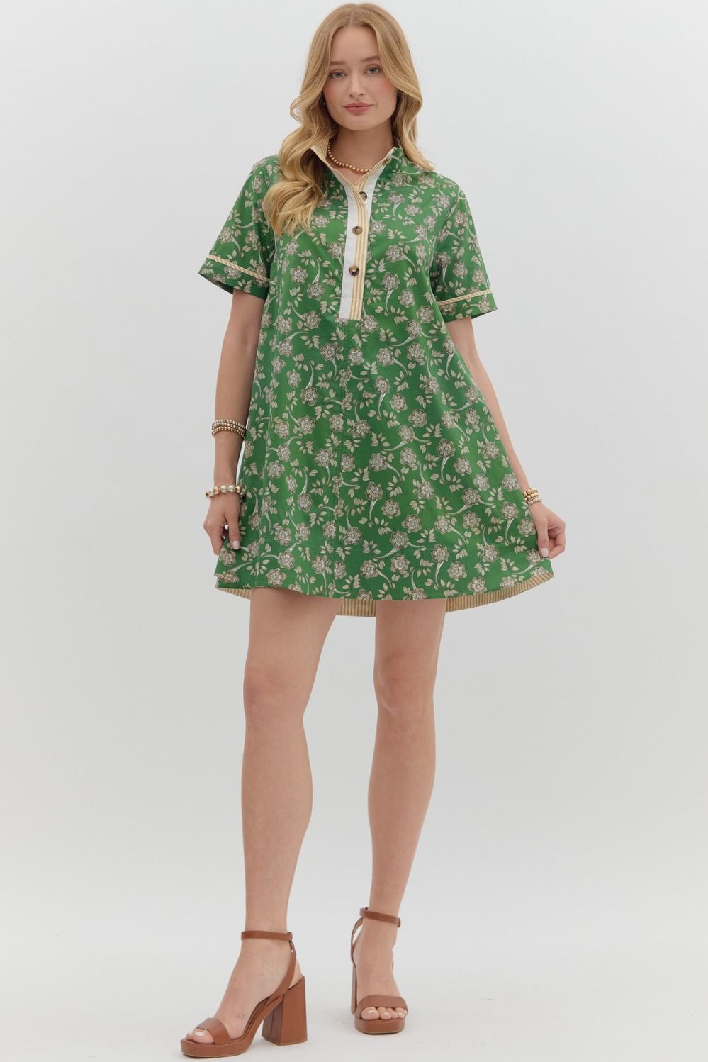 Green Floral Mini Dress