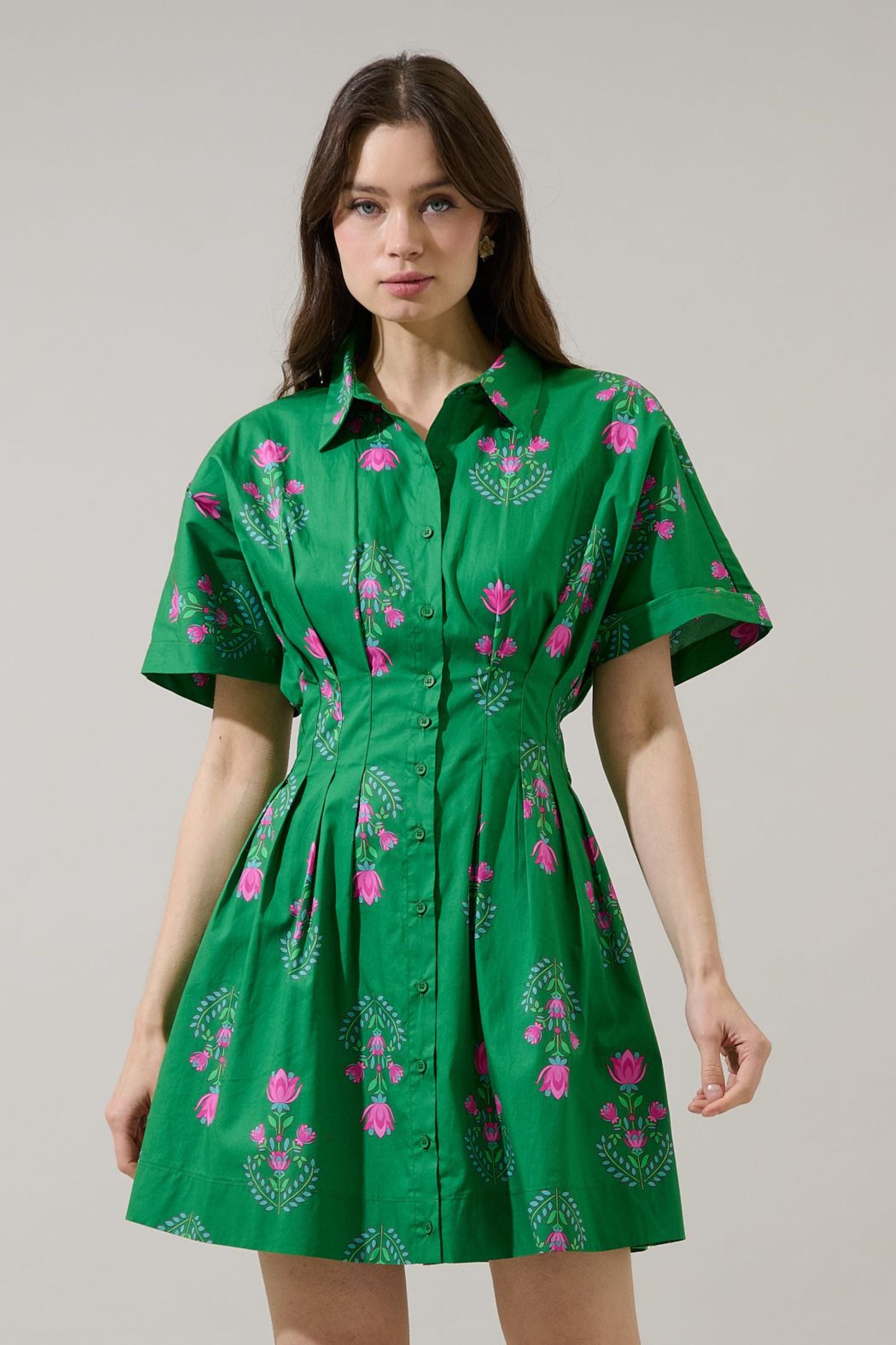 Alix Button Down Mini Dress - Surprise Lily