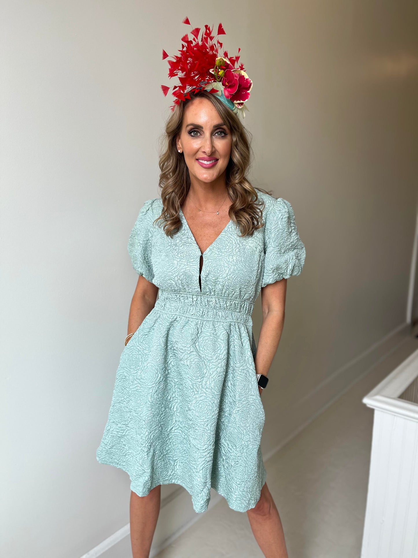 Sage Jacquard Dress