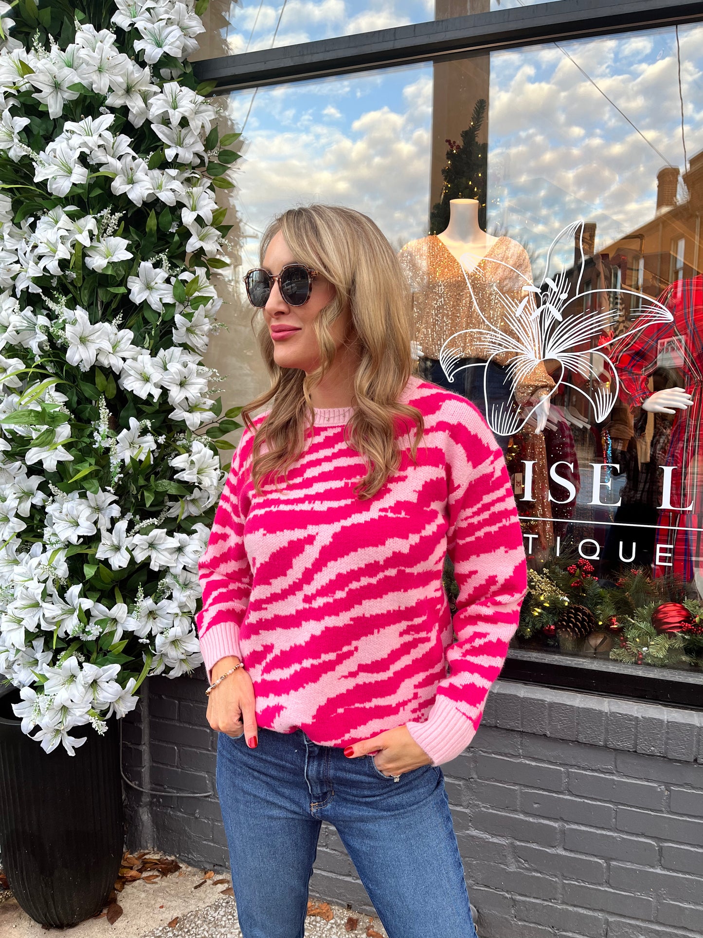 Zebra Sweater in Pink