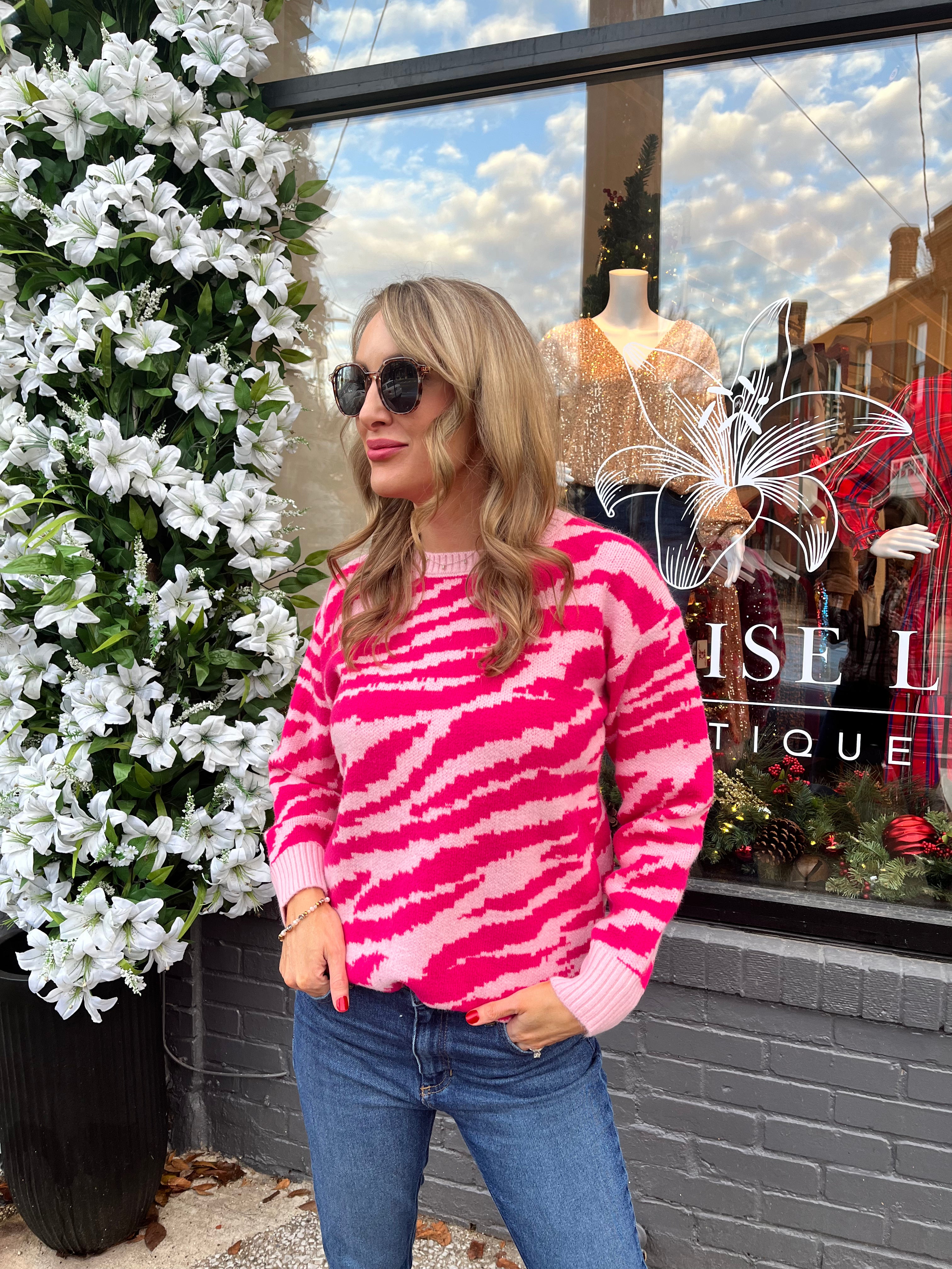 Zebra Sweater in Pink