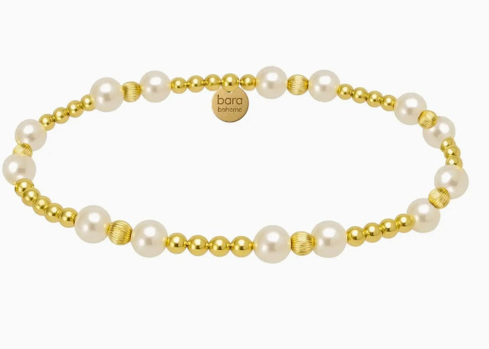 14k gold filled beaded bracelet, waterproof and hypoallergenic, stackable jewelry for women