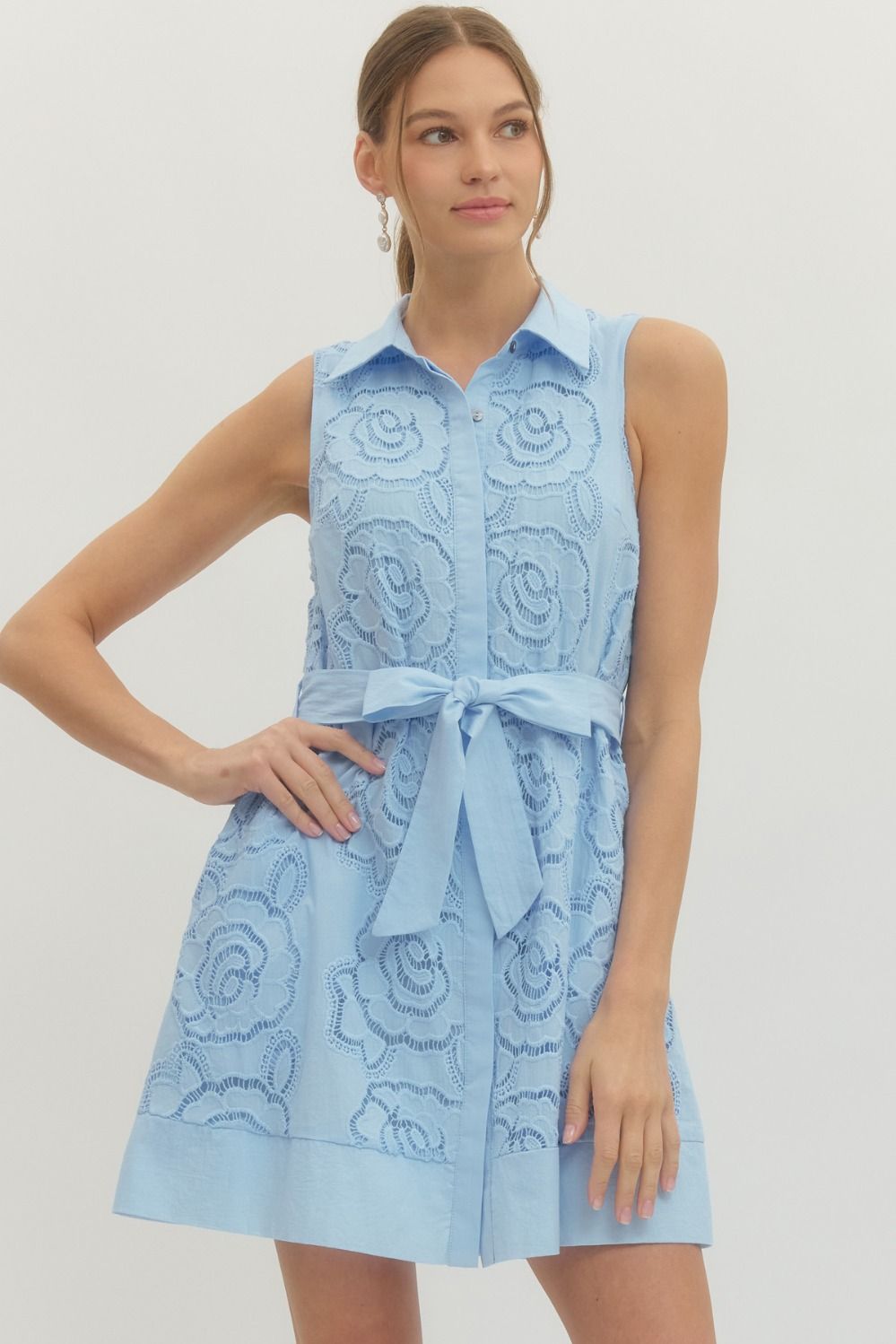 Light blue dress with floral pattern