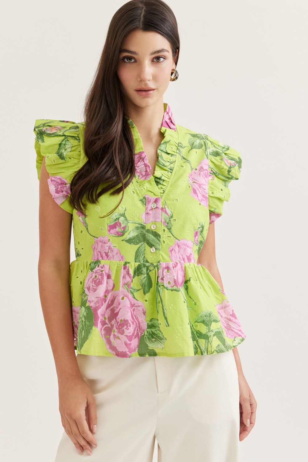 Chartreuse Peplum Top - Surprise Lily