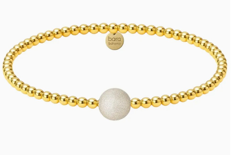14k gold filled beaded bracelet, waterproof and hypoallergenic, stackable jewelry for women