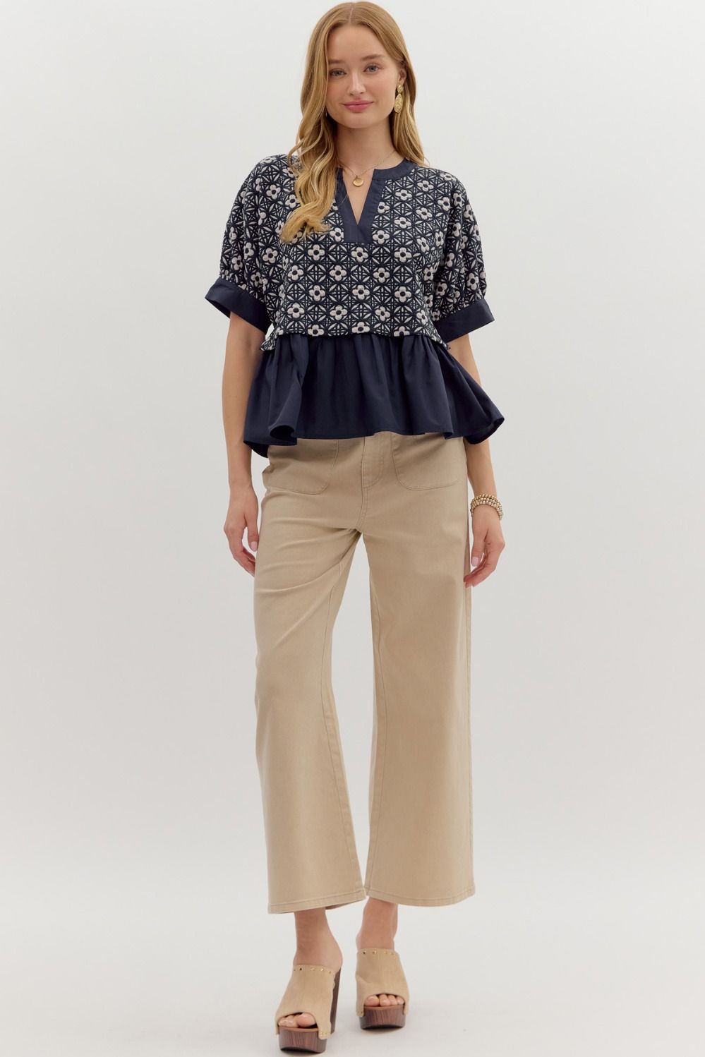 Indigo Bloom Peplum Top