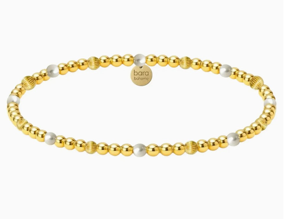 14k gold filled beaded bracelet, waterproof and hypoallergenic, stackable jewelry for women