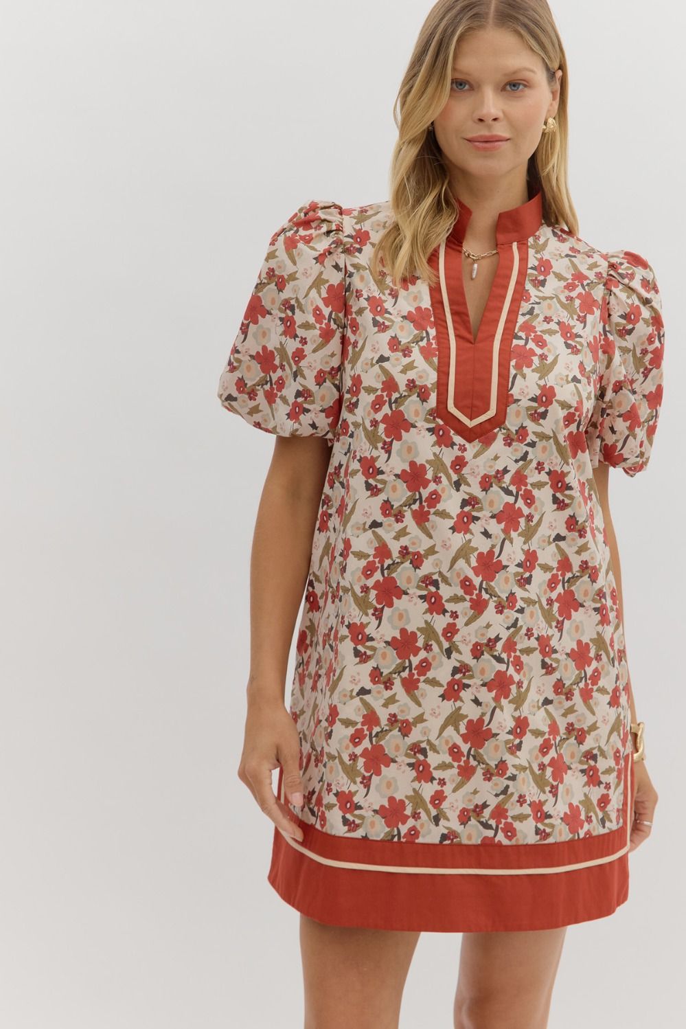Ecru Fall Floral Dress
