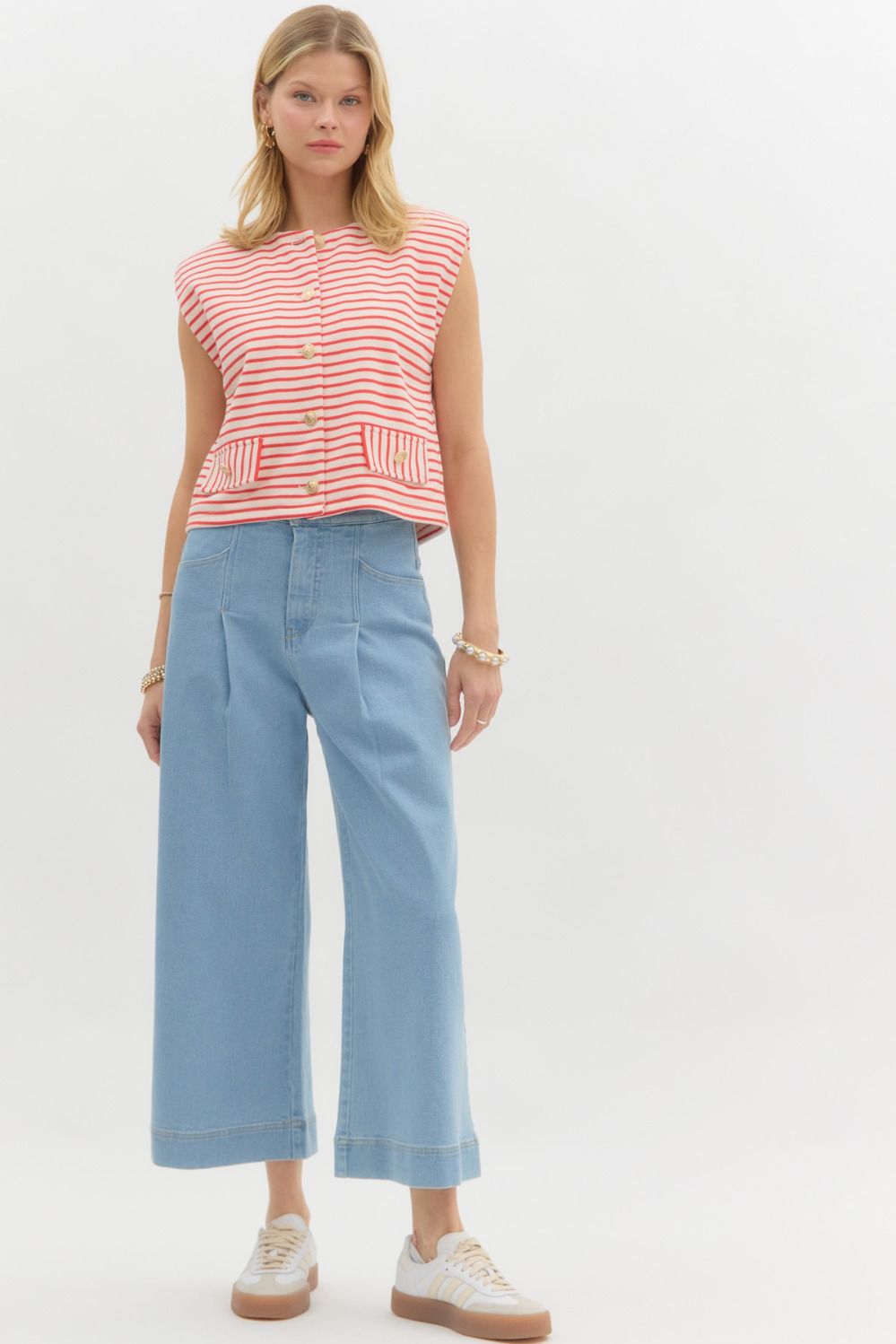 Stacy Stripe Top in Red