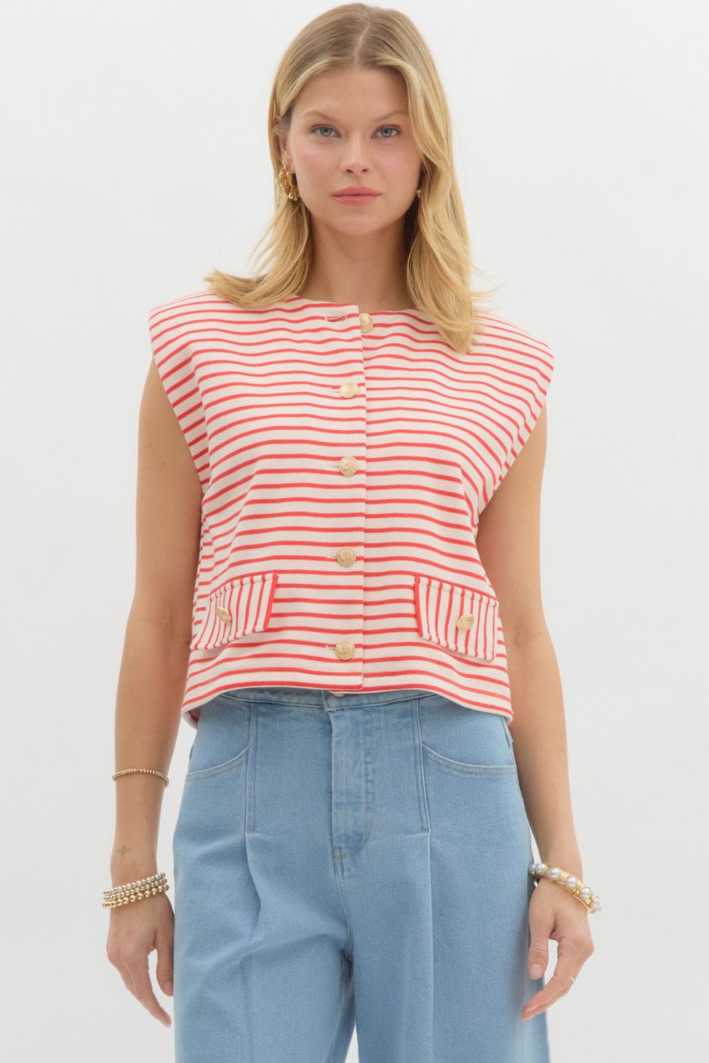 Stacy Stripe Top in Red