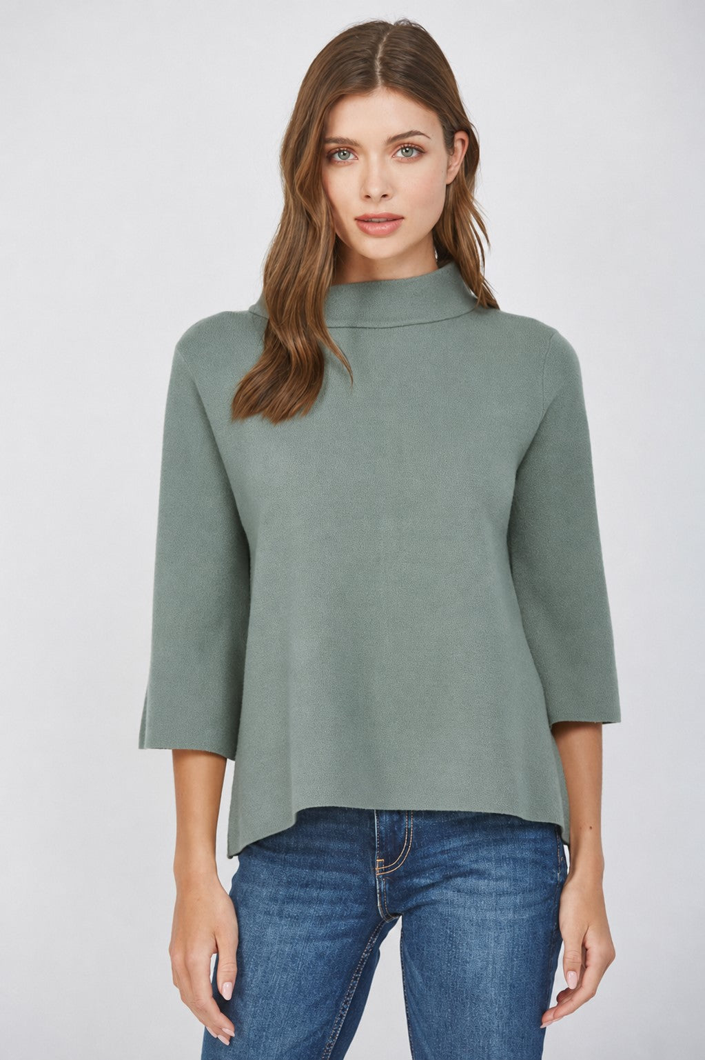 Mock Neck Sweater in Sage Green