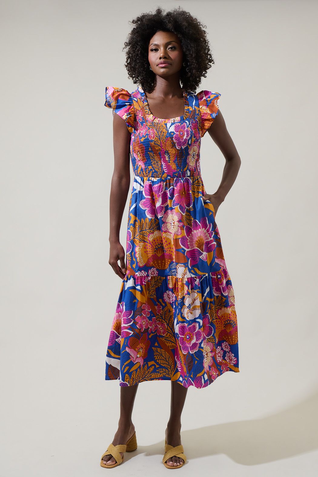 Eveline Smocked Midi Dress