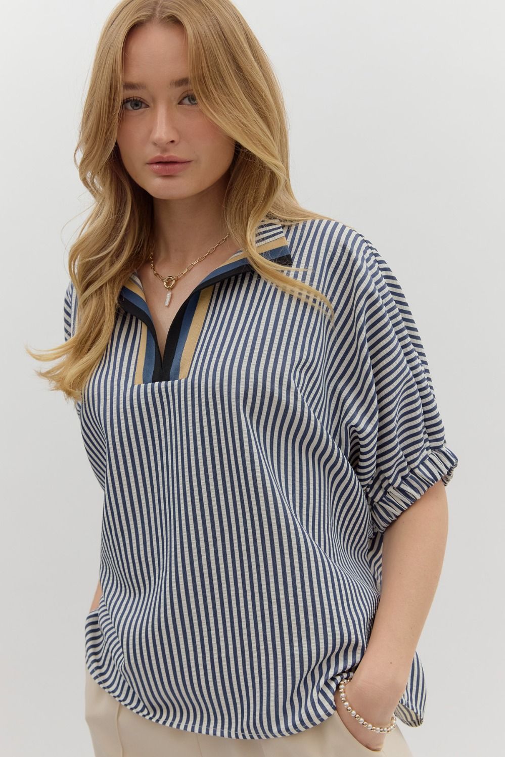 Pearcy Pop Top in Blue