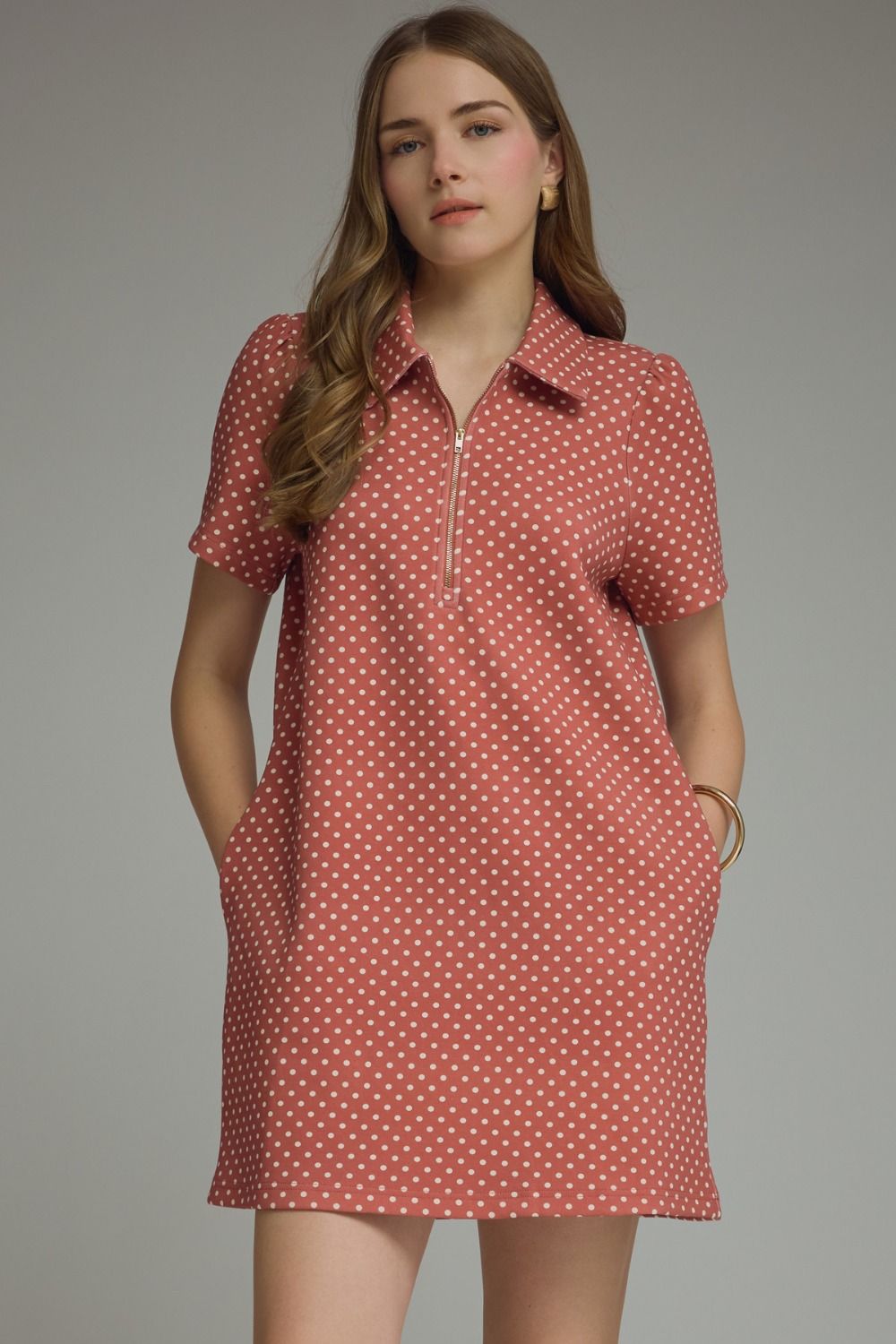 Terra Cotta Polka Dot Mini Dress