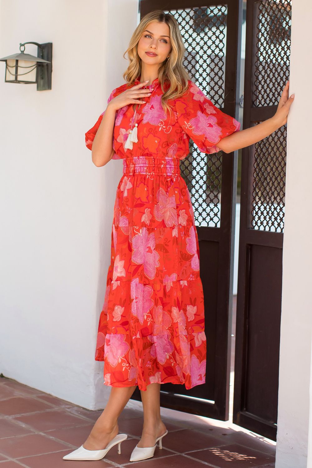 Sunset Bloom Tiered Maxi Dress
