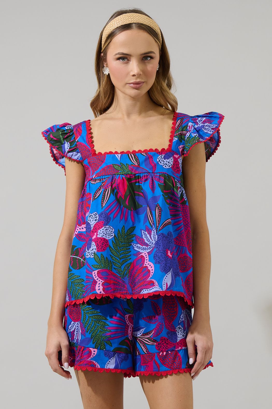 Mela Tropics Ruffle Top