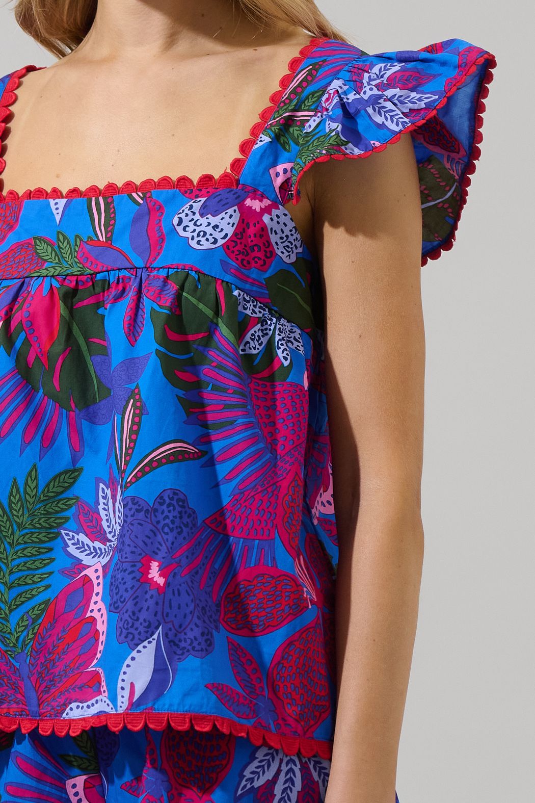 Mela Tropics Ruffle Top