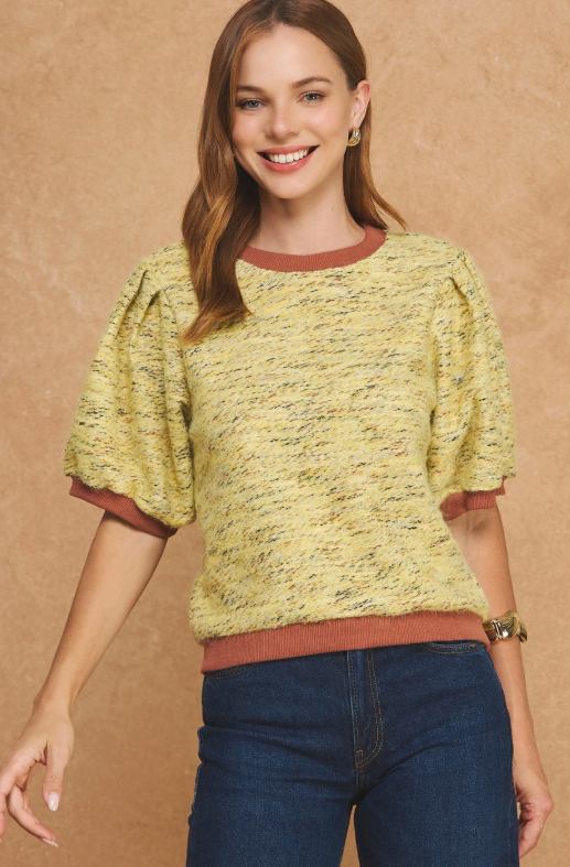Top in Yellow and Rust | Wool Blend Fall Top for House of Colour Spring and Autumns