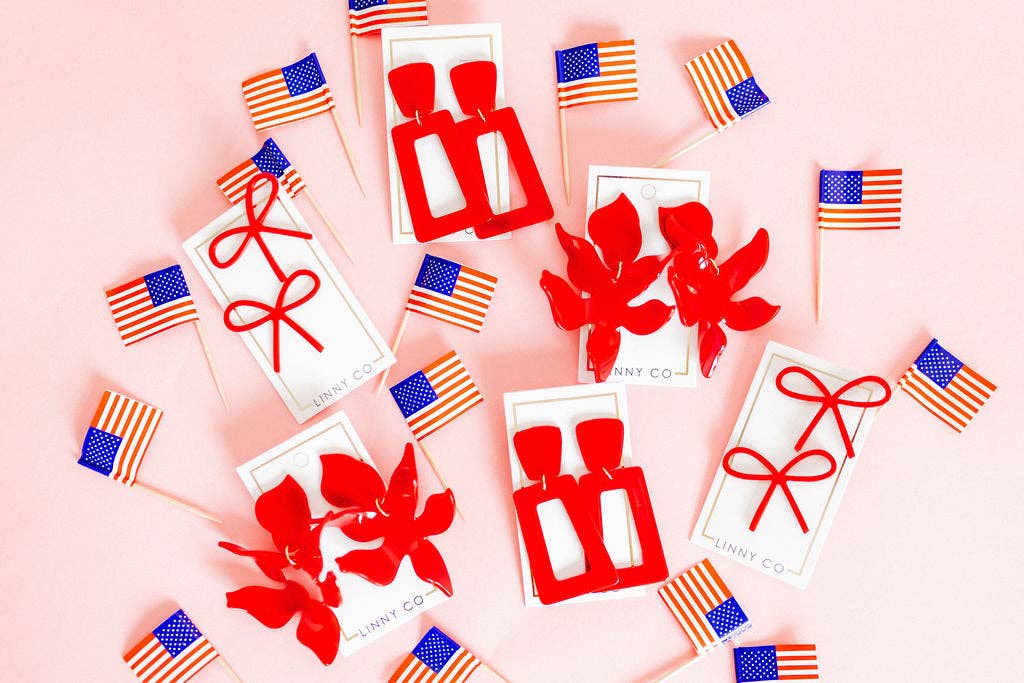 Kennedy Statement Earrings - True Red