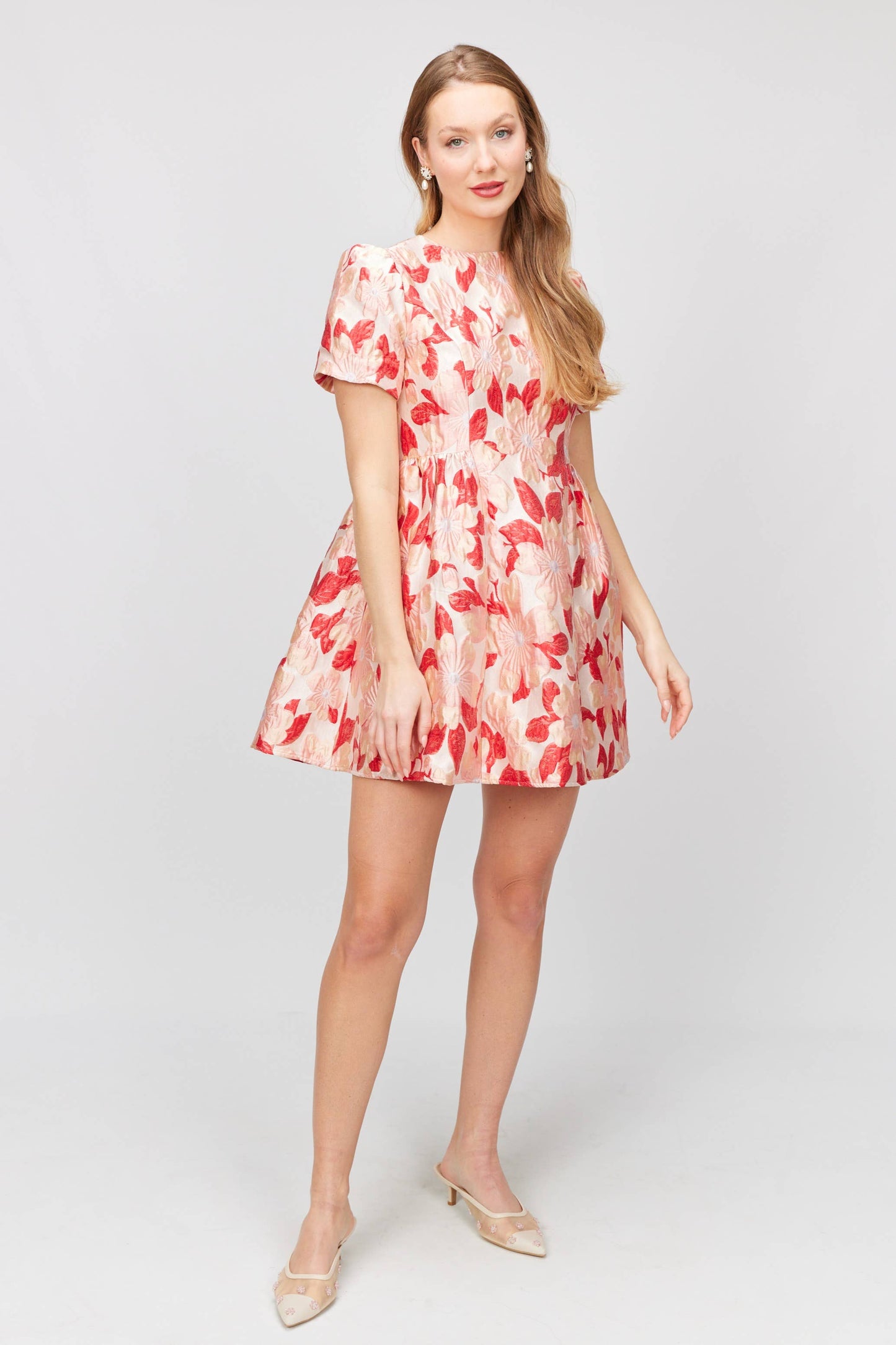Floral Jacquard Mini Dress