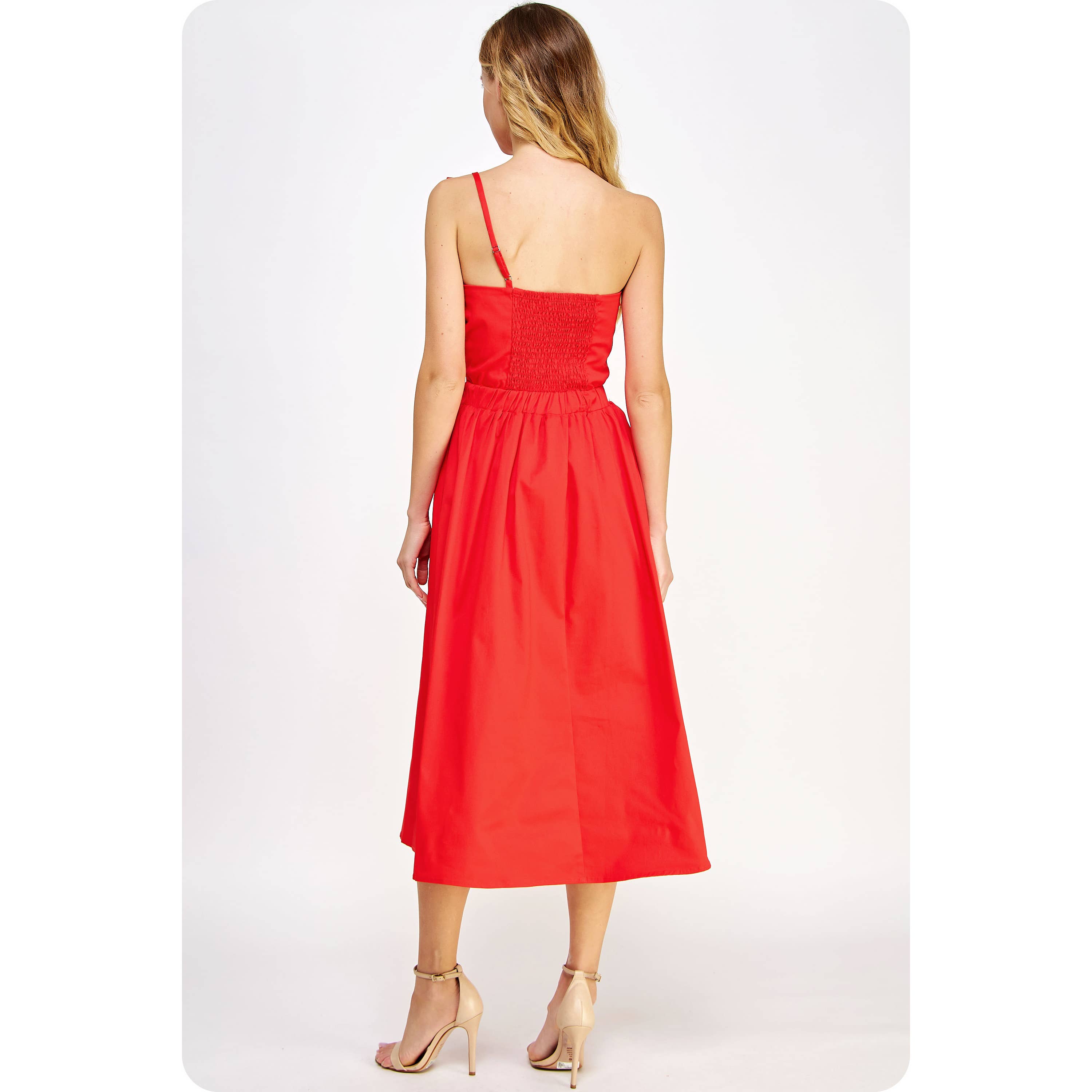 Flower Bow Midi Dress in Cherry Red - Dress - Midi - Surprise Lily
