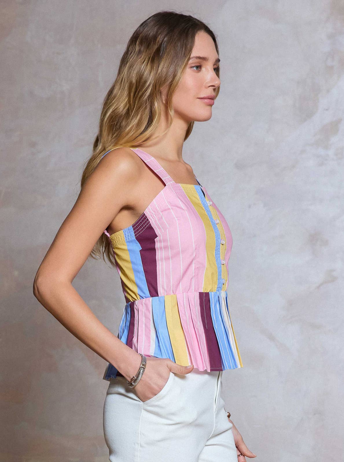 Cotton Striped Sleeveless Top - Surprise Lily