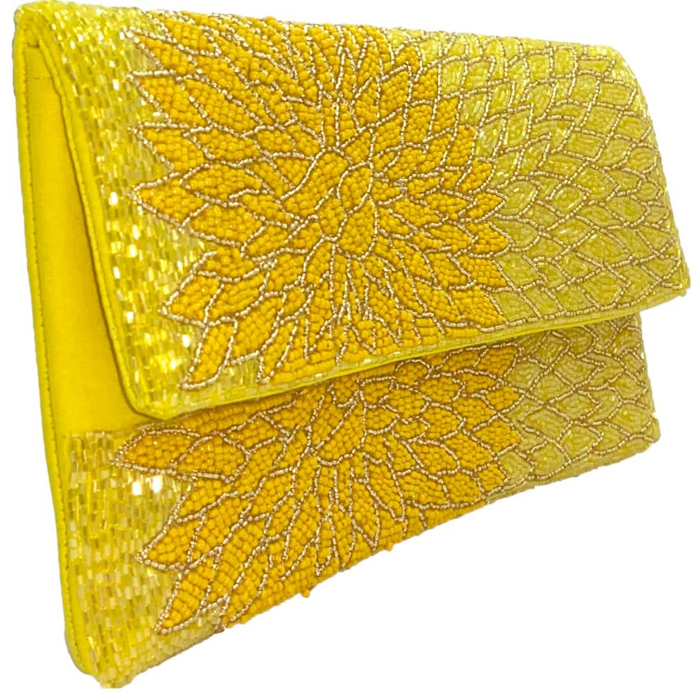 YELLOW FLORAL BEADED CLUTCH - Surprise Lily