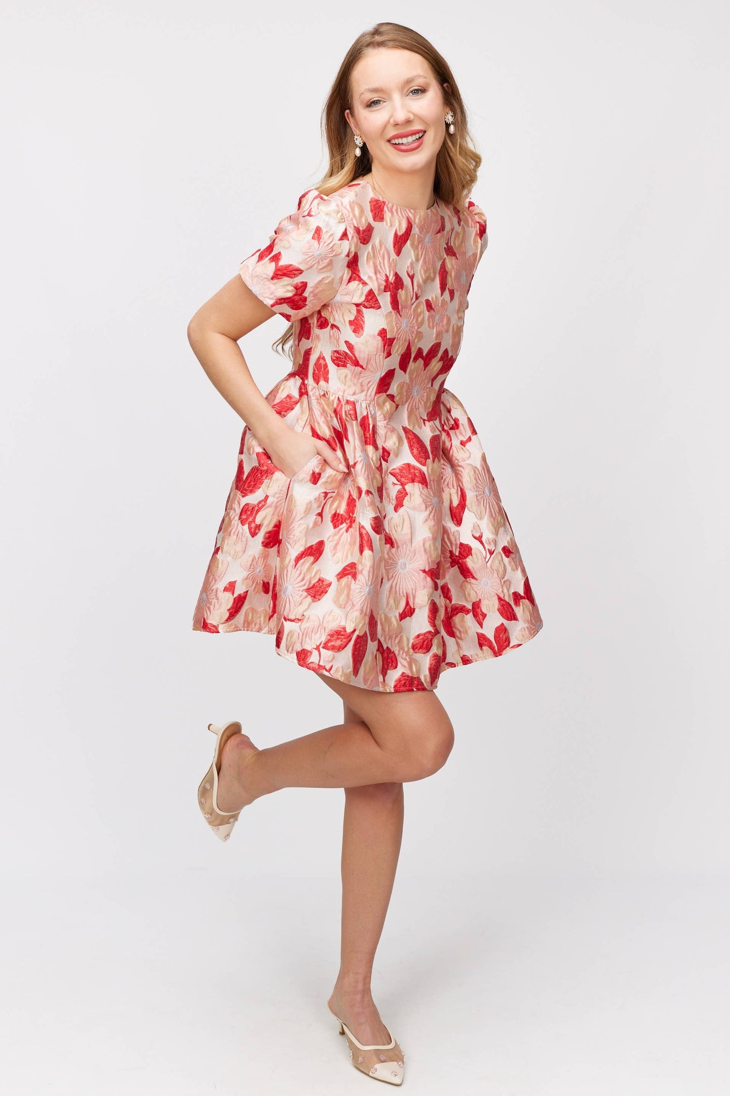 Floral Jacquard Mini Dress