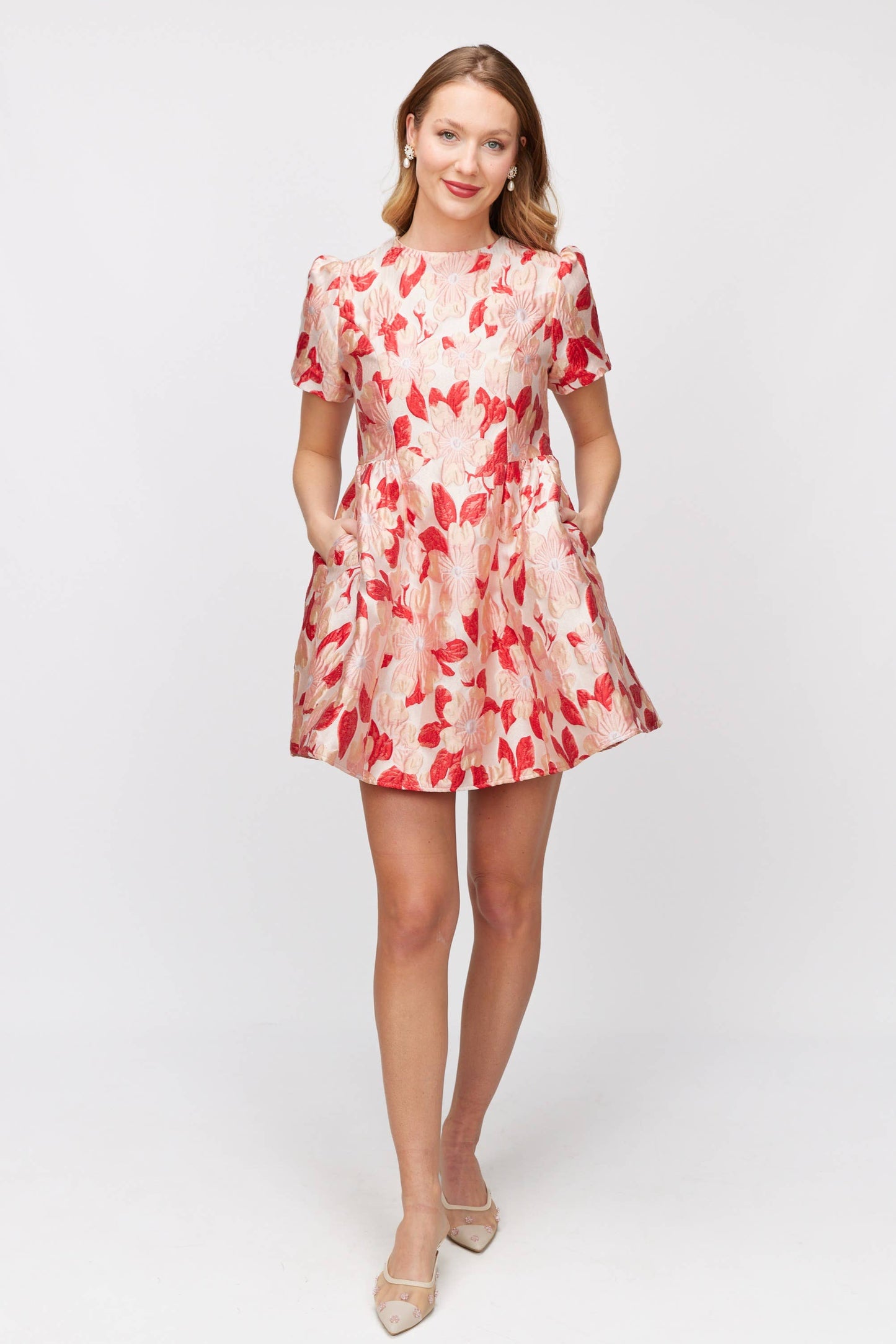 Floral Jacquard Mini Dress