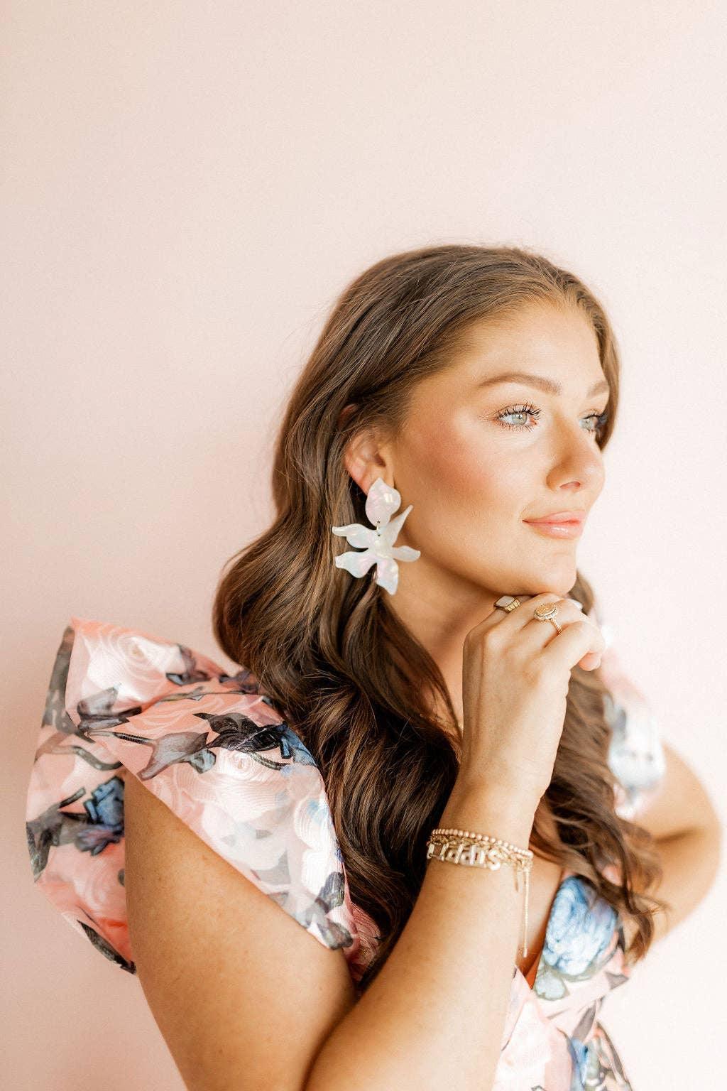 Flora Statement Earrings - Iridescent - Surprise Lily