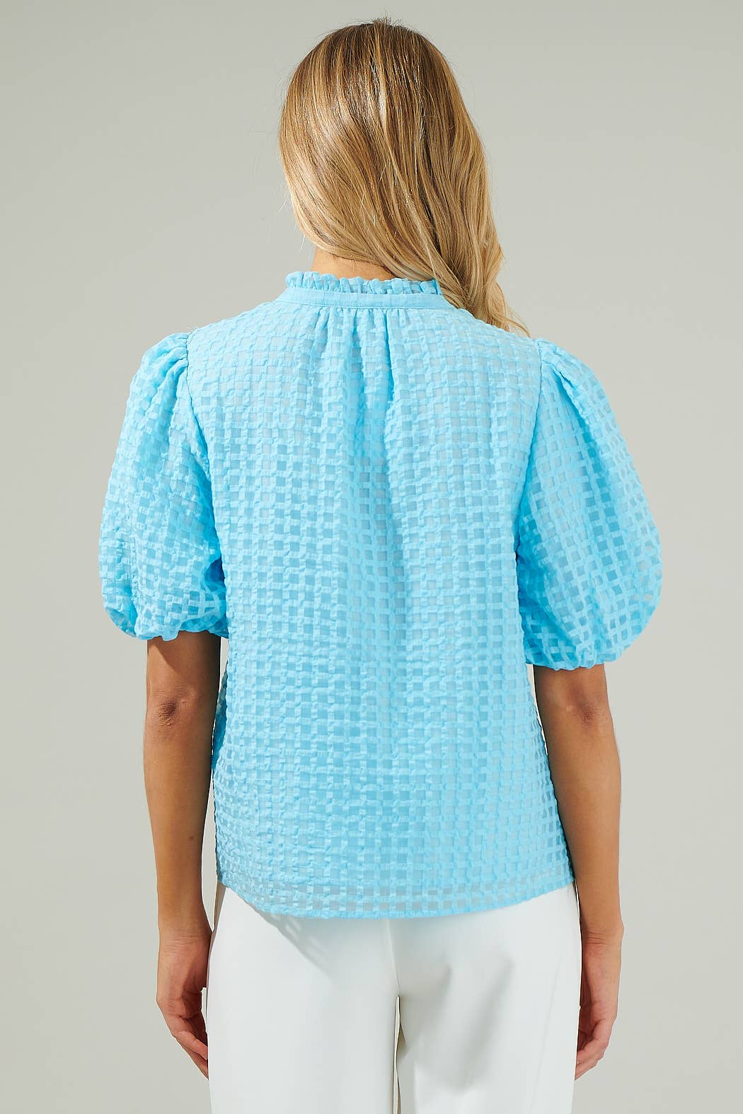 Gretna Organza Check Ruffle Blouse