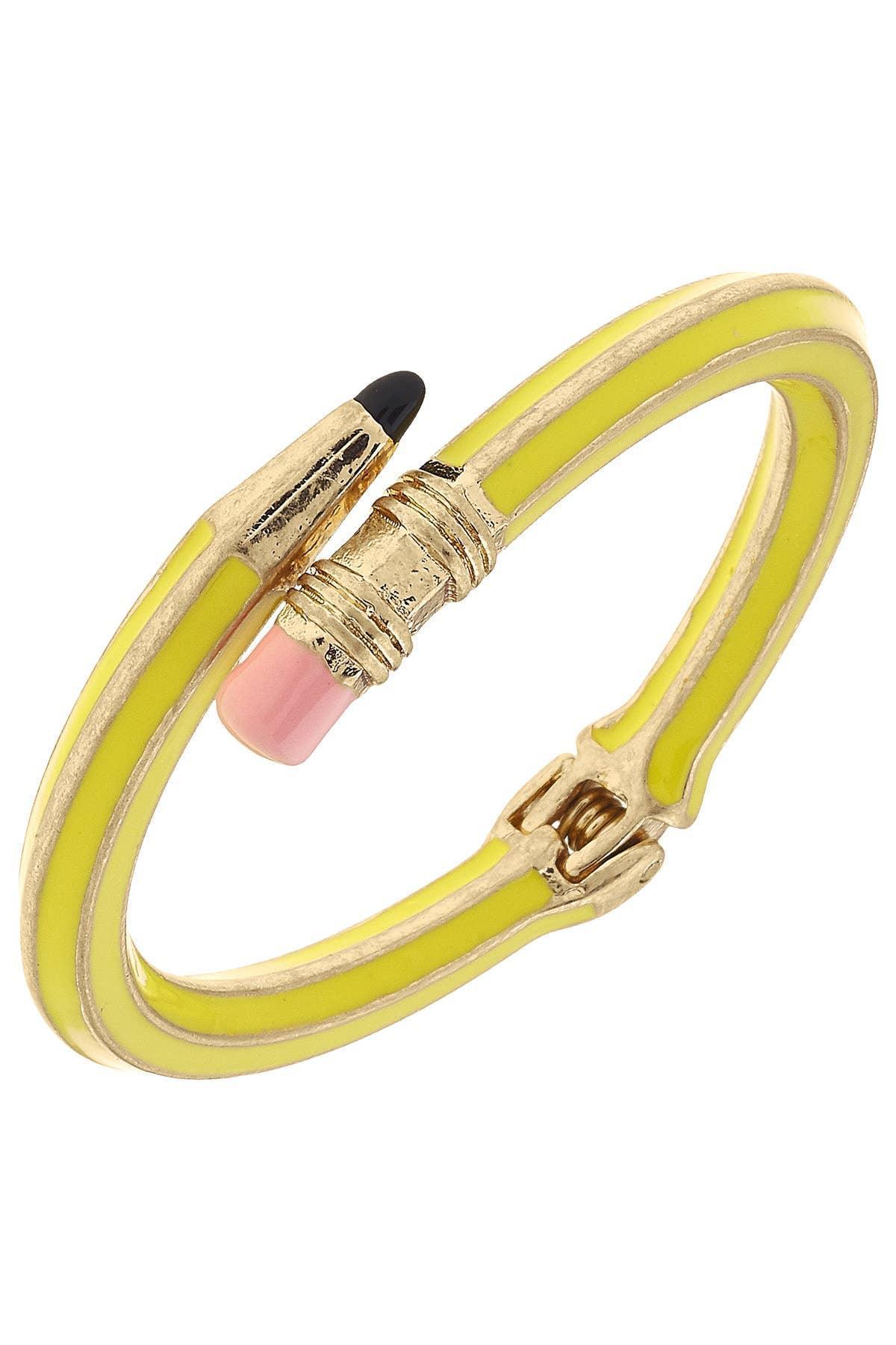 #2 Pencil Enamel Hinge Bangle in Yellow