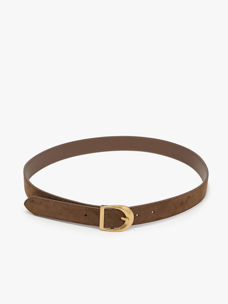 Faux Suede Belt with Buckle