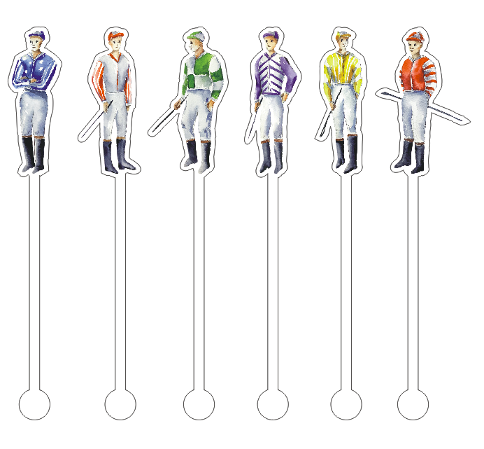 Horse Racing Jockey Cocktail Stick Stirrer - Set of 6