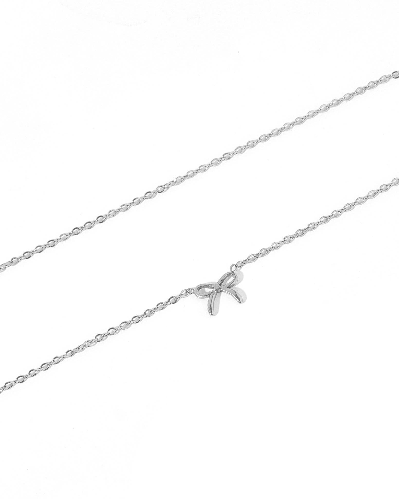 Necklace - Sadie Bow Silver - Surprise Lily