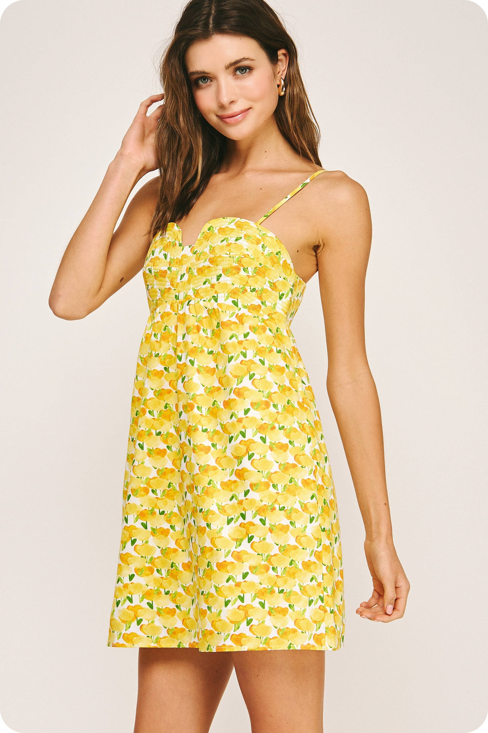 Top Stitch Bustier Floral Print Mini Dress - Surprise Lily