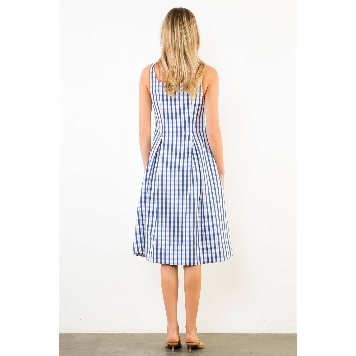 Thin Strap Gingham Pattern Dress - Surprise Lily