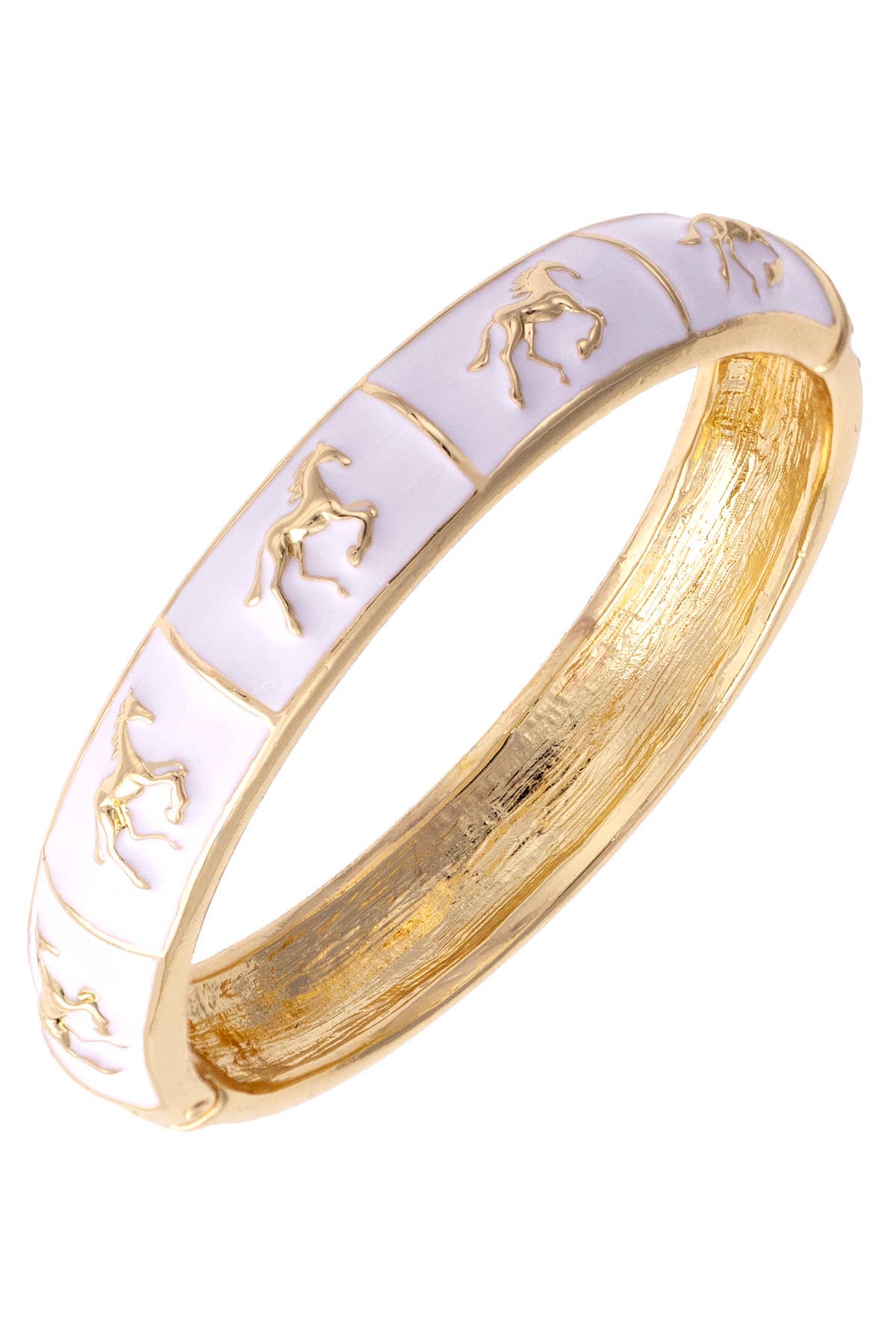 Horsin Around Sculpted Enamel Hinge Bangle - Surprise Lily