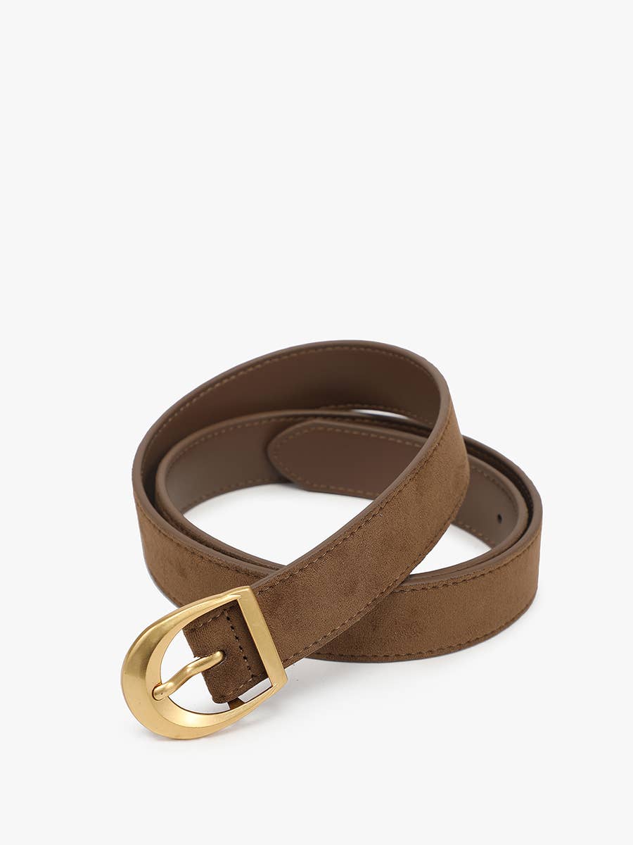Faux Suede Belt with Buckle