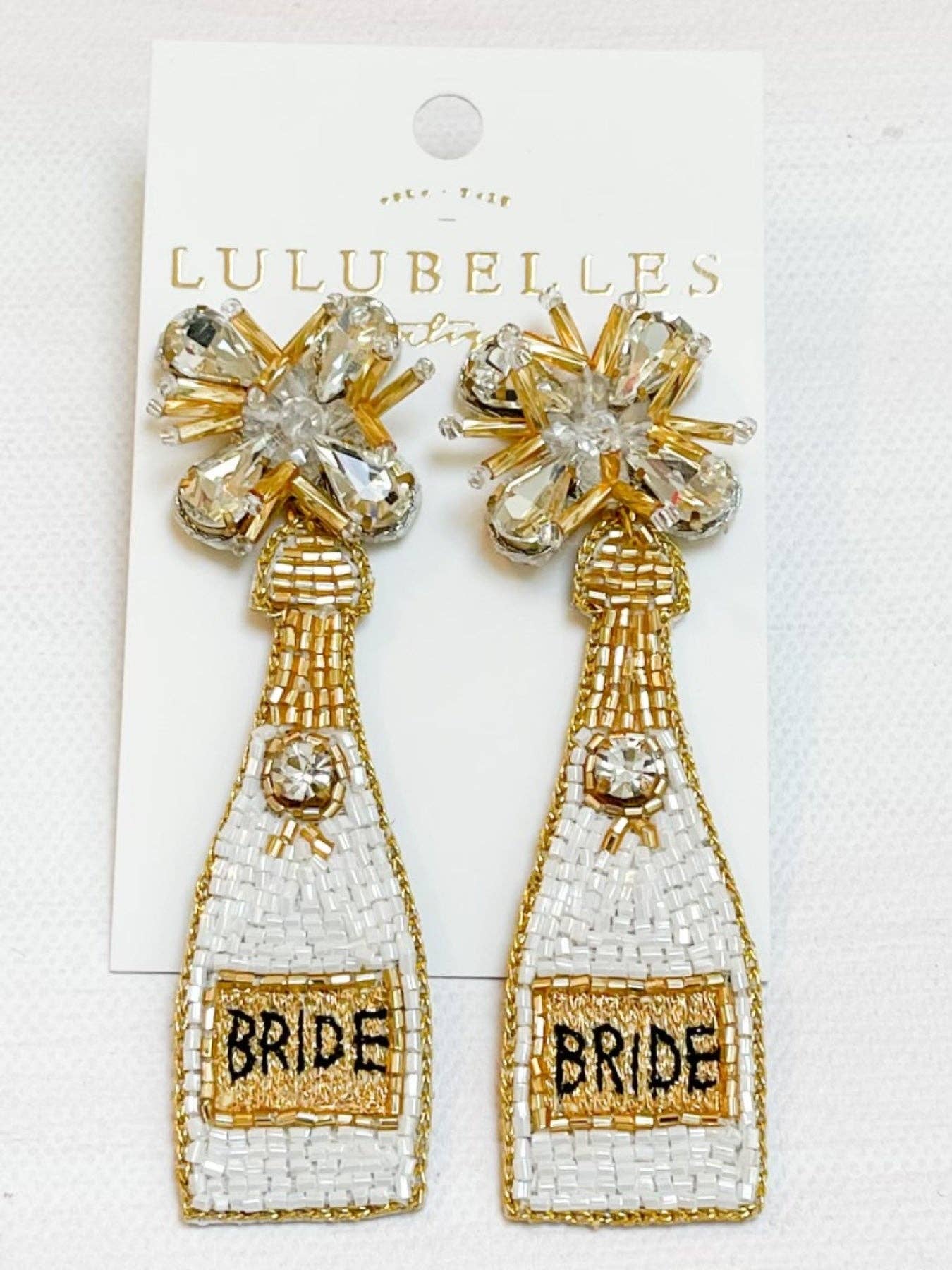 Champagne Bride Hand Beaded Earrings