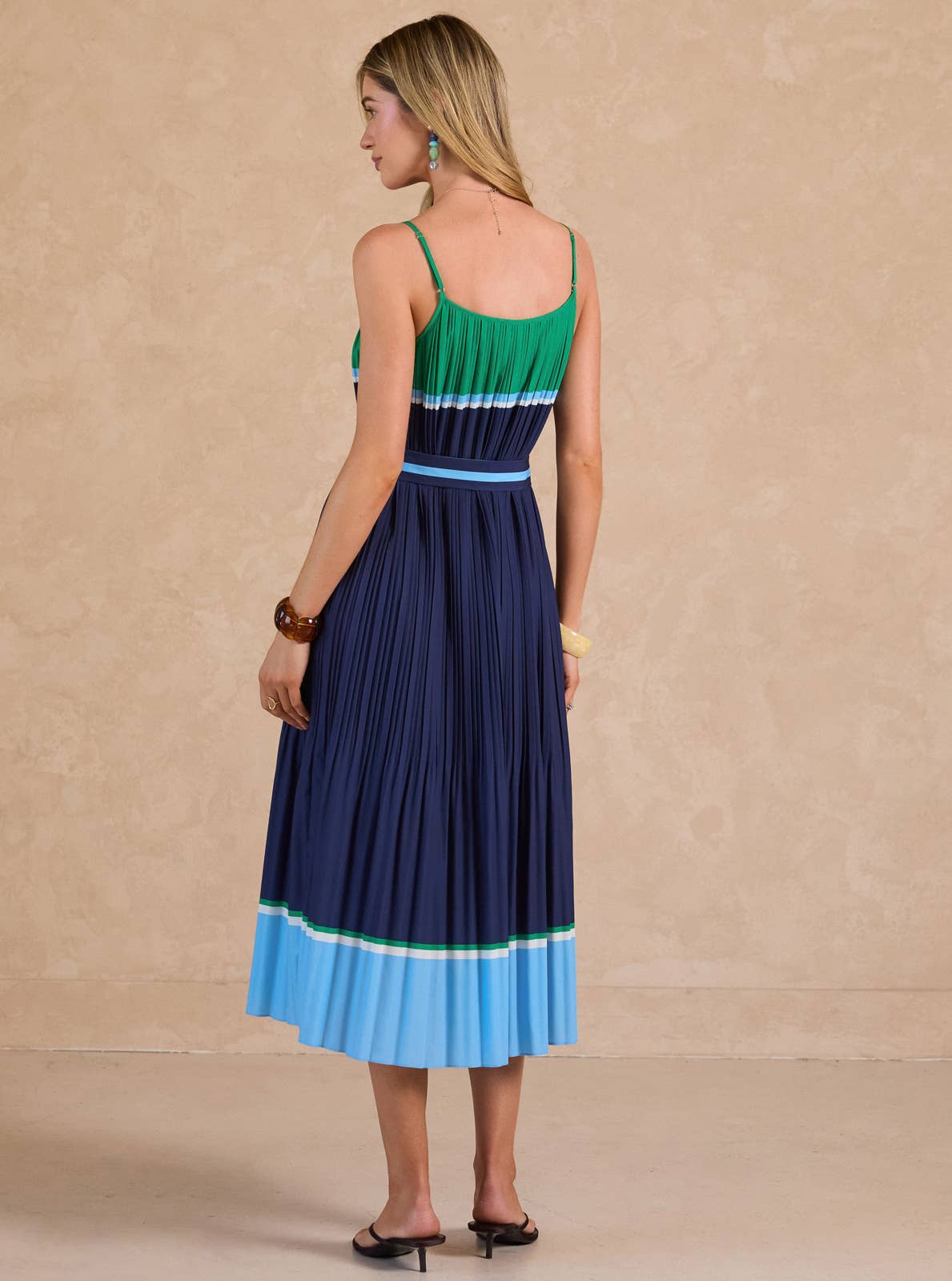 Color Block Pleated Sleeveless Maxi Dress - Surprise Lily