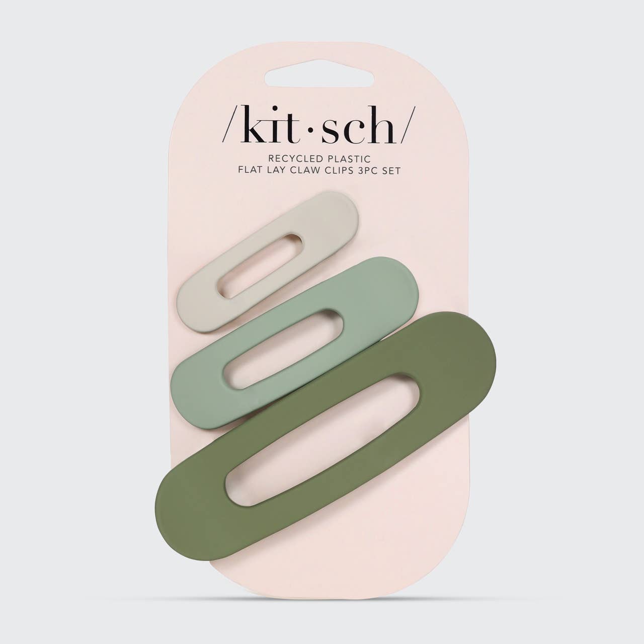 Kitsch Recycled Plastic Matte Flat Lay Claw Clip 3pc - Eucalyptus
