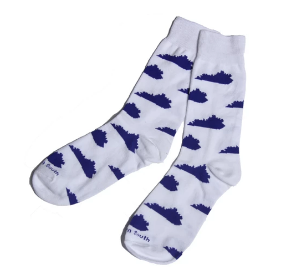 Barrel Down South White and Blue Kentucky Socks