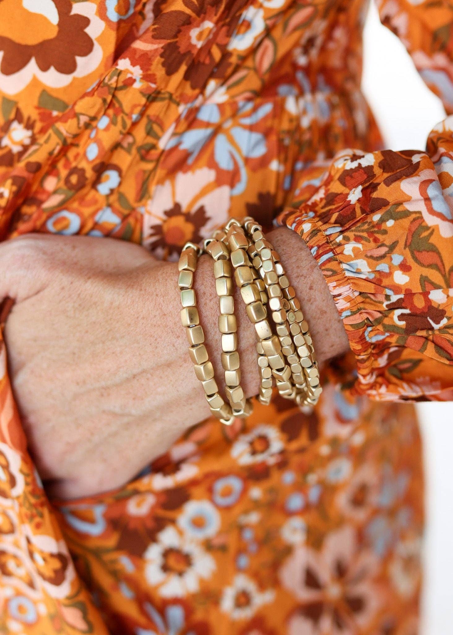 Caroline Hill Jamison Metal Bracelet Set Gold